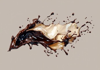 Aufkleber - abstract splash of rich chocolate and creamy vanilla on a neutral background showcasing fluid dynami