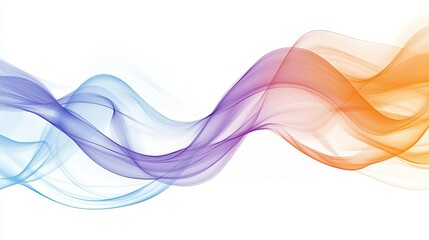 Poster - Abstract artistic waves in light blue, orange, and purple swirls, evoking motion and fluidity, ideal for design and creativity-focused projects