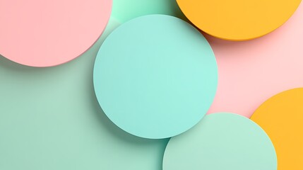 Poster - colorful geometric background with circular shapes in pastel colors for creative design projects
