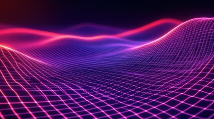 Fototapete - Dynamic abstract digital background with glowing lines and grid patterns, evoking technology and AI