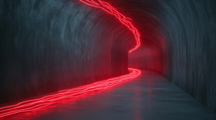 Poster - An elegant photograph displaying neon-like light trails slicing through darkness, giving the impression of futuristic speed in an urban setting,