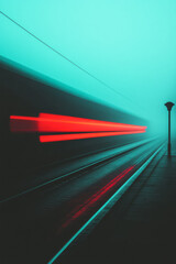 Aufkleber - A moody long-exposure image highlighting a lonely stretch of asphalt, illuminated solely by the gentle, dancing glow of city traffic lights,