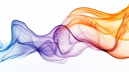 Fototapete - Fluid, colorful abstract waves in vibrant light blue, orange, and purple hues, creating a harmonious visual with space for branding