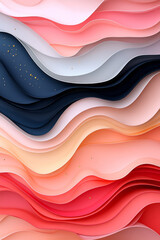 Leinwandbilder - A minimalist macro image where bold black curves cut through swirling layers of red and pink, highlighted by shimmering golden flecks,