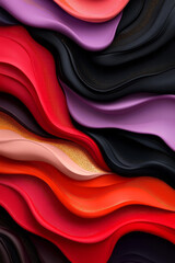 Poster - A creative portrayal of molten color merging--sinuous lines of reds, pinks, and black, all laced with gold glitter under soft directional light,