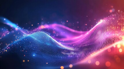 Fototapete - Futuristic digital waves with pulsating light patterns and vivid multicolor designs