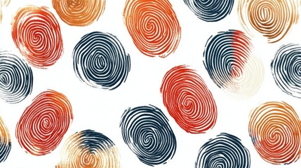 Fototapete - Isolated artistic fingerprint pattern with detailed loops and arches, displayed on white