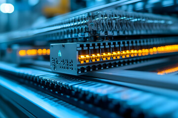 Poster - Industrial automation Close-up of illuminated electronic components