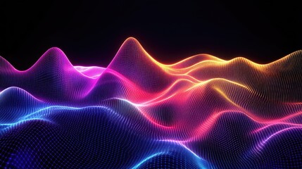 Fototapete - Neon-inspired digital design with multicolor data streams flowing across a virtual grid