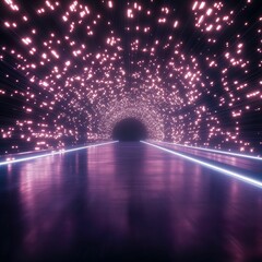 Poster - High-tech minimalist shipping hub with neon robot trail urban environment digital artwork futuristic perspective