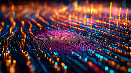 Digital Fingerprint Data Flow, Abstract Background