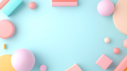 Poster - colorful geometric shapes on light blue background for creative and modern design concepts