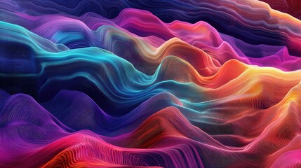 Fototapete - Vibrant multicolor glowing data streams forming an abstract futuristic digital landscape