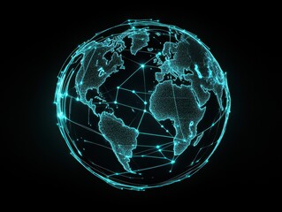 Global network connection, digital earth, dark background, futuristic technology, website banner