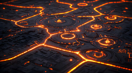 Poster - Glowing Circuit Board, Abstract Technology