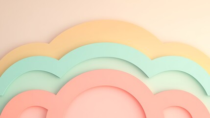 Wall Mural - Colorful Paper Clouds With Soft Pastel Shades in Minimalist Design for Creative Backgrounds and Decorations