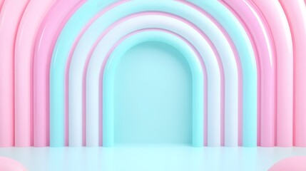 Wall Mural - Colorful Pastel Arches with Smooth Curves for Creative Backdrops and Modern Design Elements