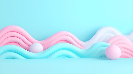 Poster - colorful wavy patterns with soft pastel shades and geometric shapes for background and design use