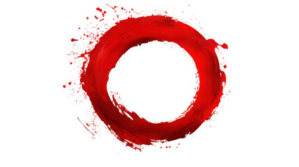 Poster - Red paint brush stroke creating a circle on transparent background