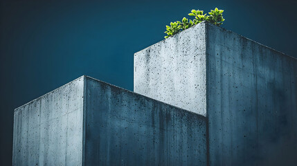 Wall Mural - Concrete structures, plant, sky; growth concept