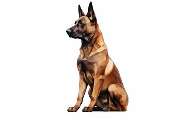 Poster - Geometric illustration of a belgian malinois dog sitting, showcasing a low poly design