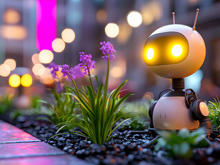 Poster - Robot in city park at night