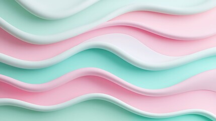 Poster - soft curved waves of pastel colors on a smooth surface for abstract background design and decoration
