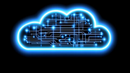 Poster - Glowing cloud circuit board, digital network, technology