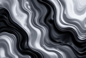 Poster - Abstract Black And White Swirling Liquid Design