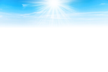 Wall Mural - sun sky with sun rays on blue clear sky in png isolated on transparent background