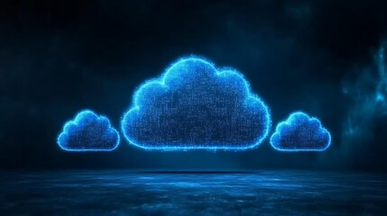 Poster - Glowing Digital Cloud Network with Smaller Satellite Clouds