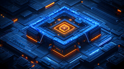 Poster - Glowing CPU core, tech background, digital art