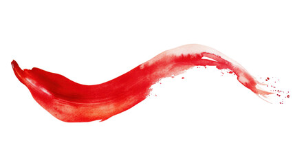 Poster - Red paint stroke splashing with transparent background