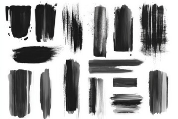 Aufkleber - Various black and gray brush strokes showcasing textural diversity and artistic expression in abstract art