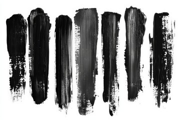 Poster - Abstract black brush strokes create a dynamic visual rhythm on a white canvas