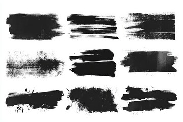 Poster - Black brushstroke textures for artistic backgrounds and design projects