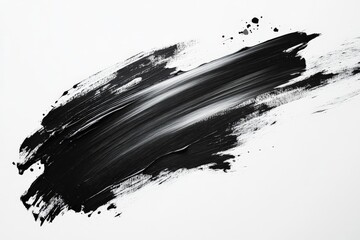 Aufkleber - Abstract black and white brushstroke creating a striking contrast on white canvas surface