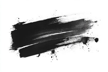 Aufkleber - Abstract black brush stroke on white background showcasing artistic design and texture for creative projects and backgrounds
