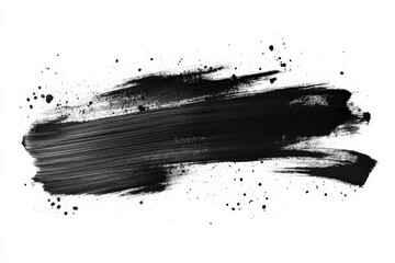 Aufkleber - Abstract black brush stroke with splatters on a white background used for creative design purposes