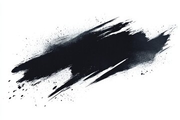 Aufkleber - Abstract black paint splash on white background showcasing dynamic movement and artistic expression