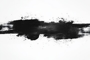 Aufkleber - Abstract black paint stroke on white background creating a striking contrast in contemporary art