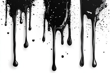 Aufkleber - Black paint dripping down a white background creating an artistic contrast at an art studio