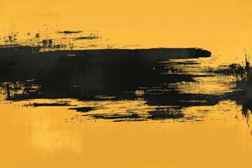Aufkleber - Bold abstract design featuring striking black and yellow brush strokes across a textured background