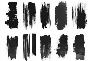 Poster - Abstract black brush strokes on a white background ideal for graphic design and artistic projects