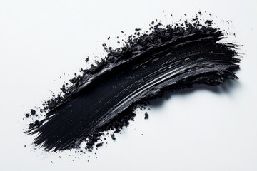 Aufkleber - Artistic black paint stroke on white background showcases texture and contrast in creativity and design