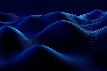 Fototapete - Smooth blue waves creating an abstract and elegant background with a 3d effect