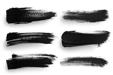 Poster - Various strokes of black paint on a white background showcasing artistic textures and styles