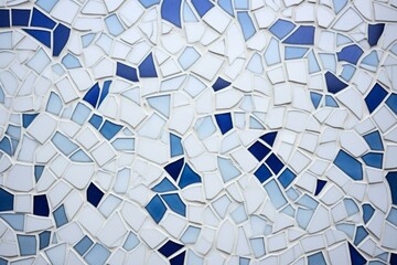 Poster - Irregular blue and white mosaic tiles forming a decorative pattern, ideal for backgrounds and design projects