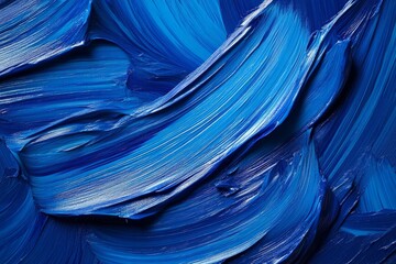 Poster - Vibrant blue paint swirls create a dynamic texture in an artistic composition
