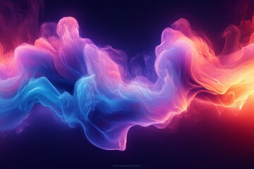 Aufkleber - Colorful abstract swirl blending vibrant hues of blue, pink, and orange on a dark background